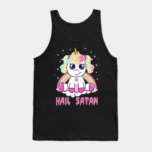 Cute Hail Satan Unicorn Rainbow Funny Satanic Pun Tank Top